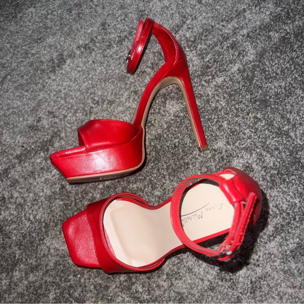NEW RED OPEN TOE STILETTO HEELS